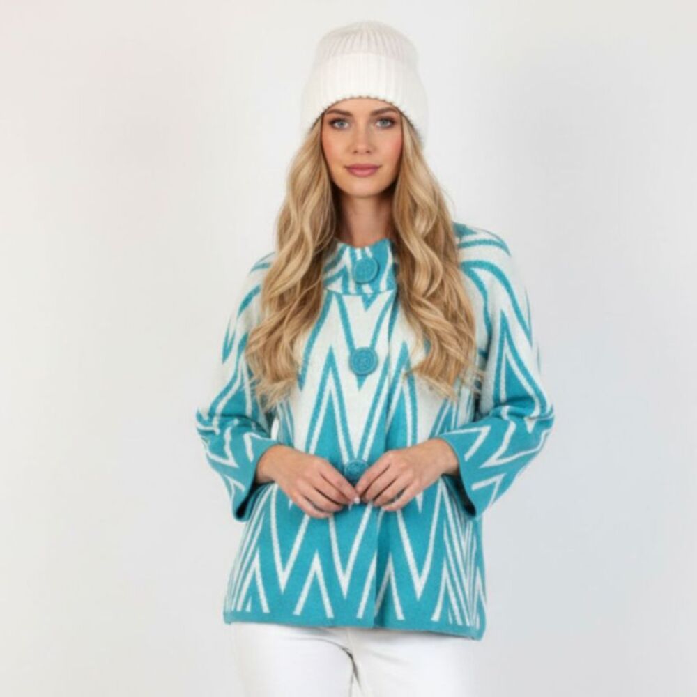 Studio Blue & White Vintage Knit Button Up Cardigan sweater PL